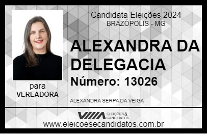 Candidato ALEXANDRA DA DELEGACIA 2024 - BRAZÓPOLIS - Eleições