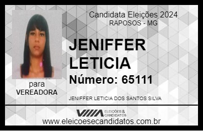 Candidato JENIFFER LETICIA 2024 - RAPOSOS - Eleições