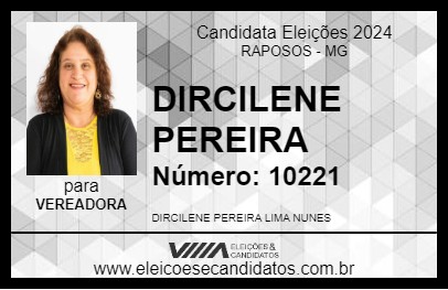 Candidato DIRCILENE PEREIRA 2024 - RAPOSOS - Eleições