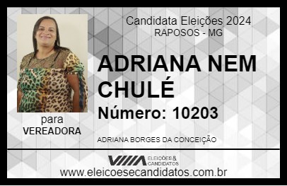 Candidato ADRIANA NEM CHULÉ 2024 - RAPOSOS - Eleições