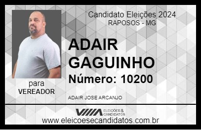 Candidato ADAIR GAGUINHO 2024 - RAPOSOS - Eleições