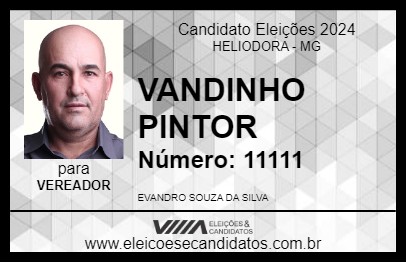 Candidato VANDINHO PINTOR 2024 - HELIODORA - Eleições