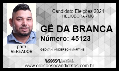 Candidato GÊ DA BRANCA 2024 - HELIODORA - Eleições