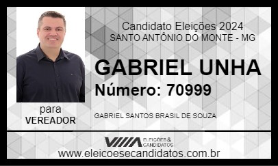 Candidato GABRIEL UNHA 2024 - SANTO ANTÔNIO DO MONTE - Eleições