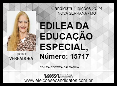 Candidato EDILEA DA EDUCAÇÃO ESPECIAL, 2024 - NOVA SERRANA - Eleições