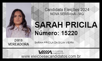 Candidato SARAH PRICILA 2024 - NOVA SERRANA - Eleições