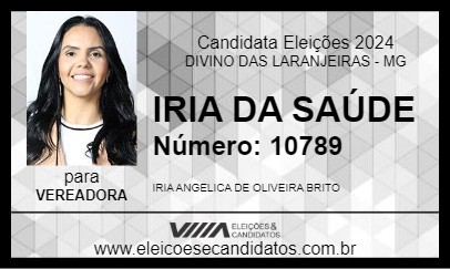 Candidato IRIA DA SAÚDE 2024 - DIVINO DAS LARANJEIRAS - Eleições