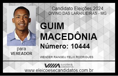 Candidato GUIM MACEDÔNIA 2024 - DIVINO DAS LARANJEIRAS - Eleições