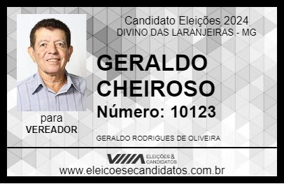 Candidato GERALDO CHEIROSO 2024 - DIVINO DAS LARANJEIRAS - Eleições