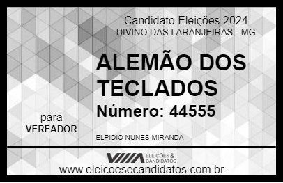 Candidato ALEMÃO DOS TECLADOS 2024 - DIVINO DAS LARANJEIRAS - Eleições