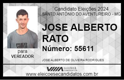 Candidato JOSE ALBERTO RATO 2024 - SANTO ANTÔNIO DO AVENTUREIRO - Eleições