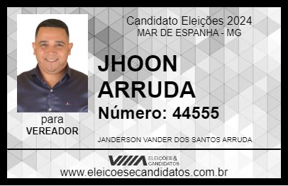 Candidato JHOON ARRUDA 2024 - MAR DE ESPANHA - Eleições