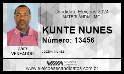 Candidato KUNTE NUNES 2024 - MATERLÂNDIA - Eleições