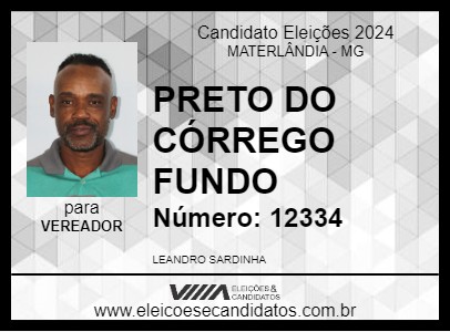 Candidato PRETO DO CÓRREGO FUNDO 2024 - MATERLÂNDIA - Eleições