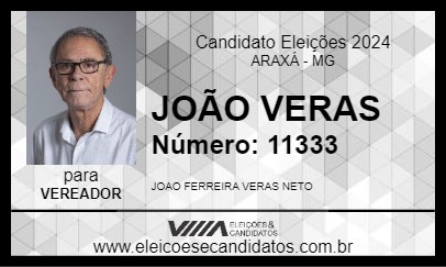 Candidato JOÃO VERAS 2024 - ARAXÁ - Eleições