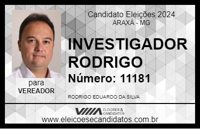 Candidato INVESTIGADOR RODRIGO 2024 - ARAXÁ - Eleições