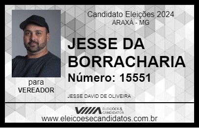 Candidato JESSE DA BORRACHARIA 2024 - ARAXÁ - Eleições