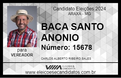 Candidato BACA SANTO ANTONIO 2024 - ARAXÁ - Eleições