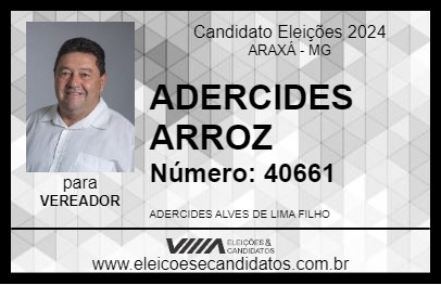 Candidato ADERCIDES ARROZ 2024 - ARAXÁ - Eleições