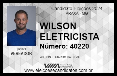 Candidato WILSON ELETRICISTA 2024 - ARAXÁ - Eleições