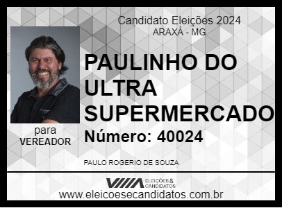 Candidato PAULINHO DO ULTRA SUPERMERCADO 2024 - ARAXÁ - Eleições