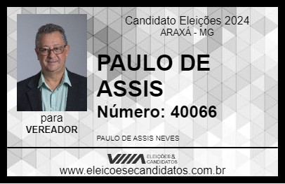 Candidato PAULO DE ASSIS 2024 - ARAXÁ - Eleições