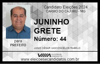 Candidato JUNINHO GRETE 2024 - CARMO DO CAJURU - Eleições