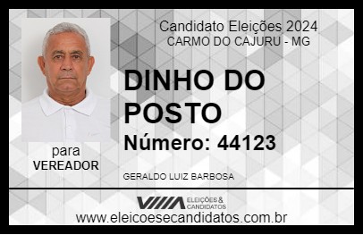 Candidato DINHO DO POSTO 2024 - CARMO DO CAJURU - Eleições