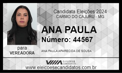 Candidato ANA PAULA 2024 - CARMO DO CAJURU - Eleições