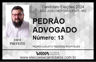 Candidato PEDRÂO ADVOGADO 2024 - SÃO JOÃO NEPOMUCENO - Eleições