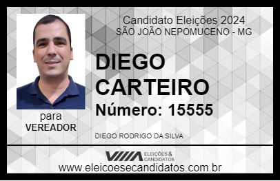 Candidato DIEGO CARTEIRO 2024 - SÃO JOÃO NEPOMUCENO - Eleições