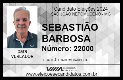 Candidato SEBASTIÃO BARBOSA 2024 - SÃO JOÃO NEPOMUCENO - Eleições