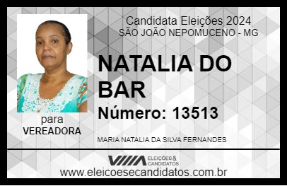 Candidato NATALIA DO BAR 2024 - SÃO JOÃO NEPOMUCENO - Eleições