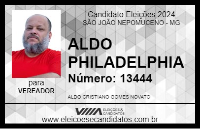 Candidato ALDO PHILADELPHIA 2024 - SÃO JOÃO NEPOMUCENO - Eleições