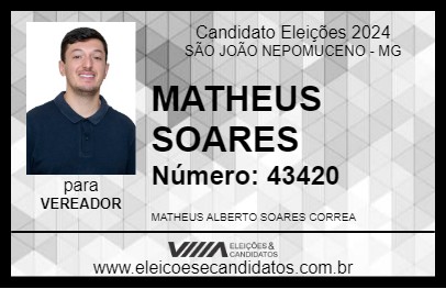 Candidato MATHEUS SOARES 2024 - SÃO JOÃO NEPOMUCENO - Eleições