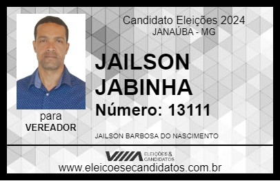 Candidato JAILSON JABINHA 2024 - JANAÚBA - Eleições