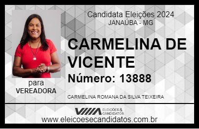 Candidato CARMELINA DE VICENTE 2024 - JANAÚBA - Eleições