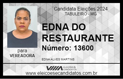 Candidato EDNA DO RESTAURANTE 2024 - TABULEIRO - Eleições