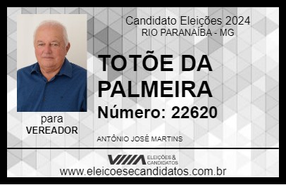 Candidato TOTÕE DA PALMEIRA 2024 - RIO PARANAÍBA - Eleições