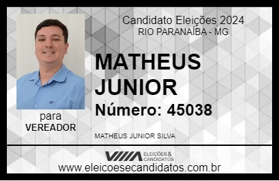 Candidato MATHEUS JUNIOR 2024 - RIO PARANAÍBA - Eleições