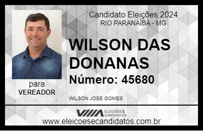 Candidato WILSON DAS DONANAS 2024 - RIO PARANAÍBA - Eleições