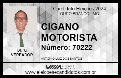 Candidato CIGANO MOTORISTA 2024 - OURO BRANCO - Eleições