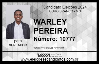 Candidato WARLEY PEREIRA 2024 - OURO BRANCO - Eleições