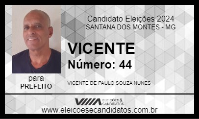 Candidato VICENTE 2024 - SANTANA DOS MONTES - Eleições