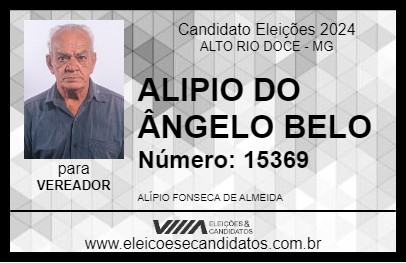 Candidato ALIPIO DO ÂNGELO BELO 2024 - ALTO RIO DOCE - Eleições