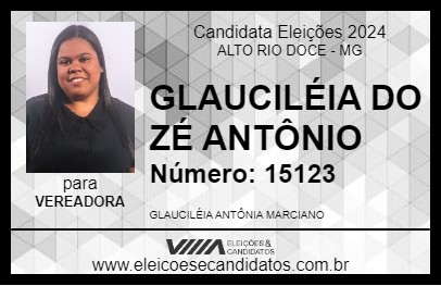 Candidato GLAUCILÉIA DO ZÉ ANTÔNIO 2024 - ALTO RIO DOCE - Eleições