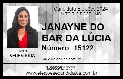 Candidato JANAYNE DO BAR DA LÚCIA 2024 - ALTO RIO DOCE - Eleições