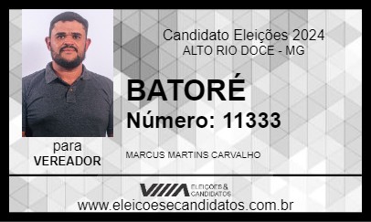 Candidato BATORÉ 2024 - ALTO RIO DOCE - Eleições