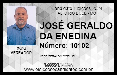 Candidato JOSÉ GERALDO DA ENEDINA 2024 - ALTO RIO DOCE - Eleições