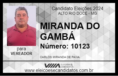 Candidato MIRANDA DO GAMBÁ 2024 - ALTO RIO DOCE - Eleições